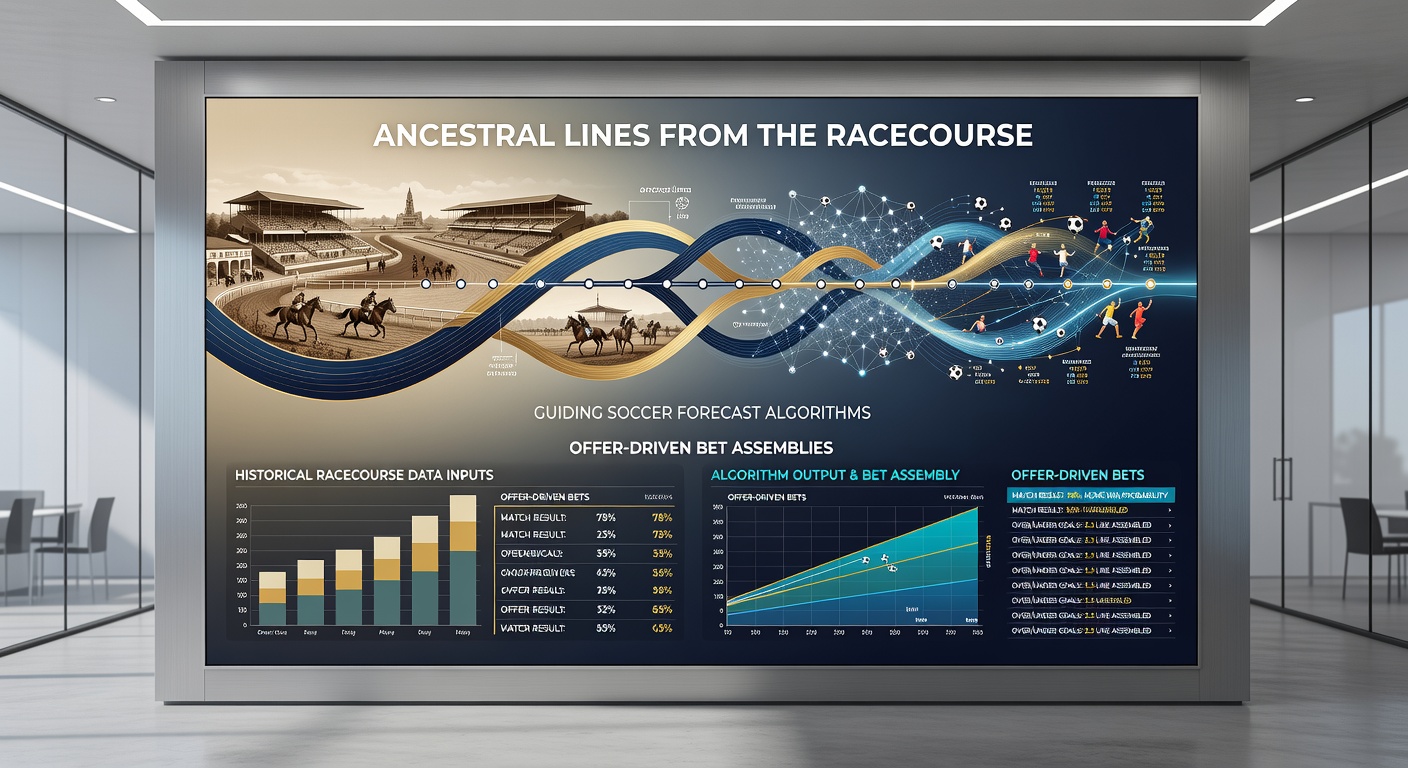 Data analysts reviewing combined horse racing pedigree and soccer statistics on multiple screens