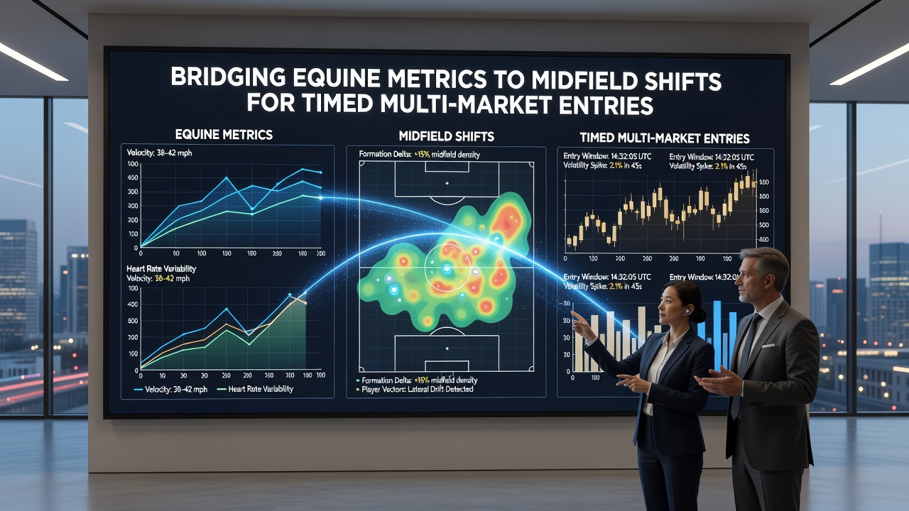 Split-screen display showing horse racing timing graphs alongside live soccer midfield player movement heatmaps