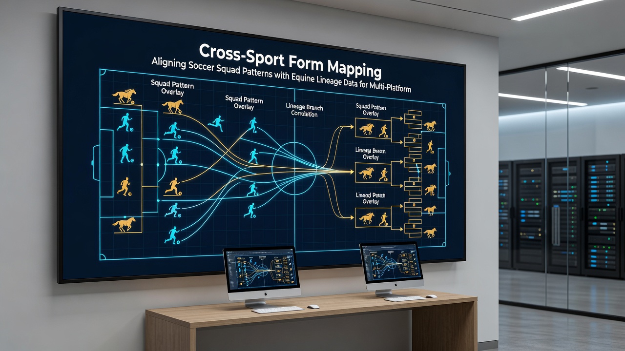 Example dashboard displaying overlaid metrics from soccer formations and thoroughbred ancestry for multi-platform betting calibration