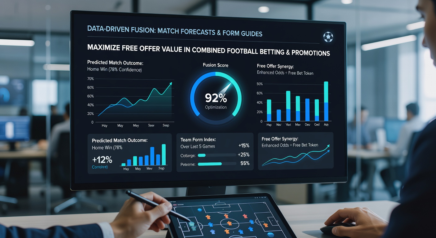 Split-screen visualization of integrated football predictions and thoroughbred form analysis used for bonus optimization