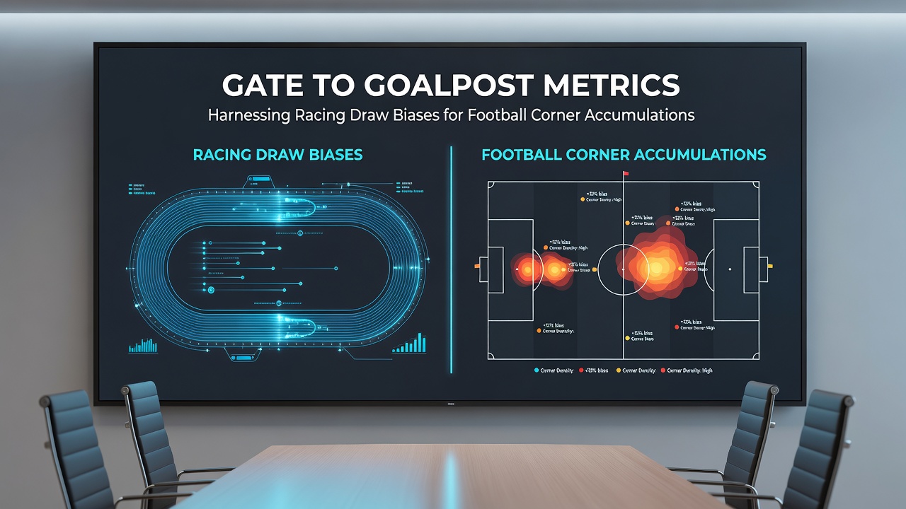 Data charts showing corner statistics overlaid with racing stall bias percentages