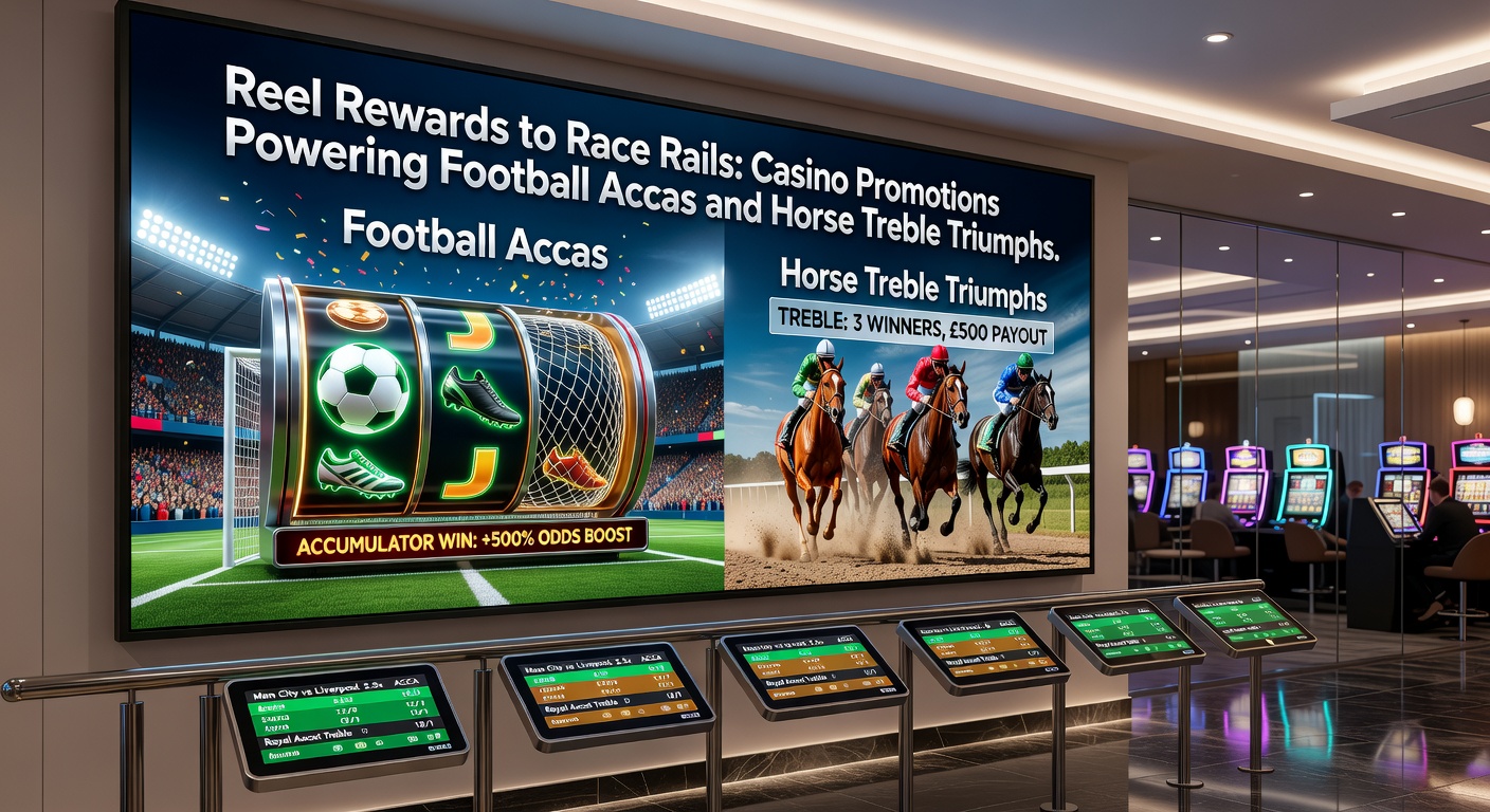 Dynamic split image of spinning roulette wheel transitioning to a football accumulator slip and a horse racing treble bet ticket